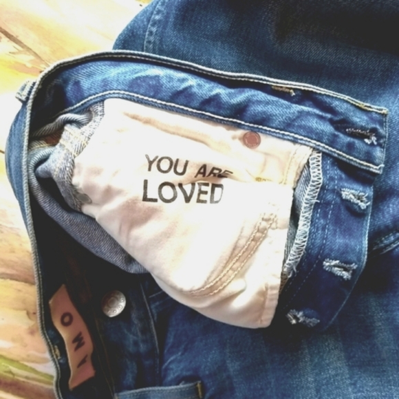 AMO BABE LACE UP Love Note Laces Ankle Ties Button Up High Anthro Denim Jeans 27 - Picture 14 of 16